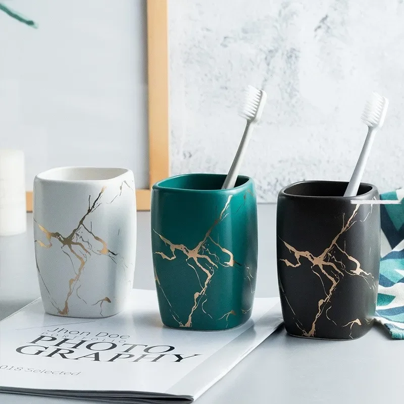 Nordic Ceramics Mouth Cup Gifts Set Household Toothbrush Storage Holders Mouthwash Bathroom Accessories Tooth Mug