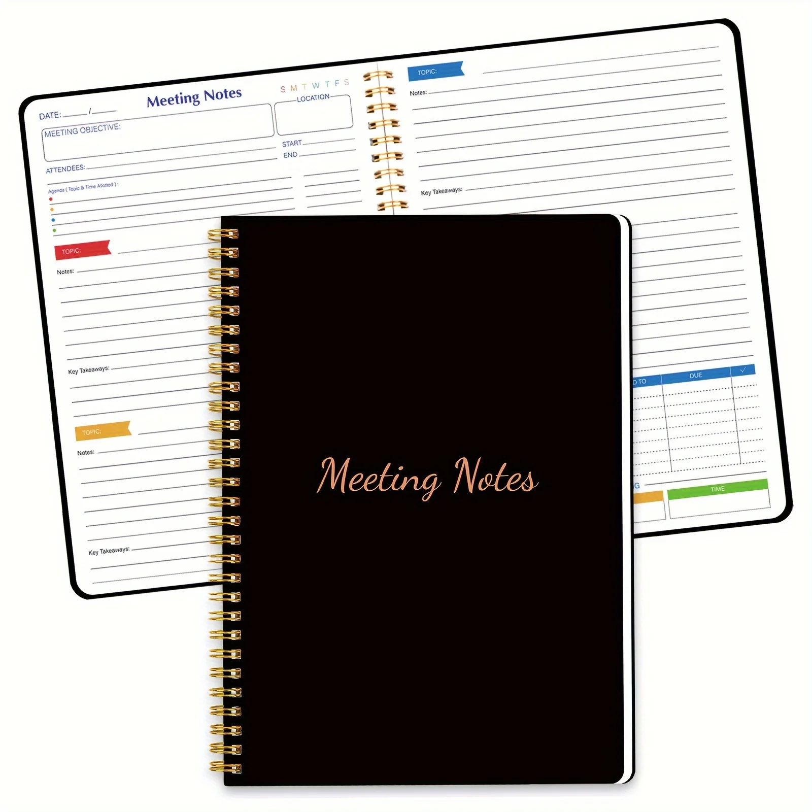 1pc Undated Weekly Plan - Meeting Notes Work Notebook Office Meeting Notebook - To Do List Notebook - Black