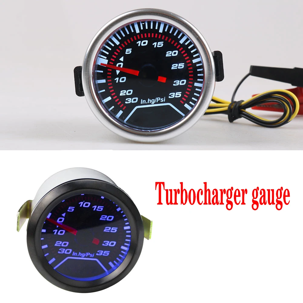 52MM Turbocharger Meter  2 Inch Blue Light Black Light Sunglasses Mechanical Racing Meter PSI