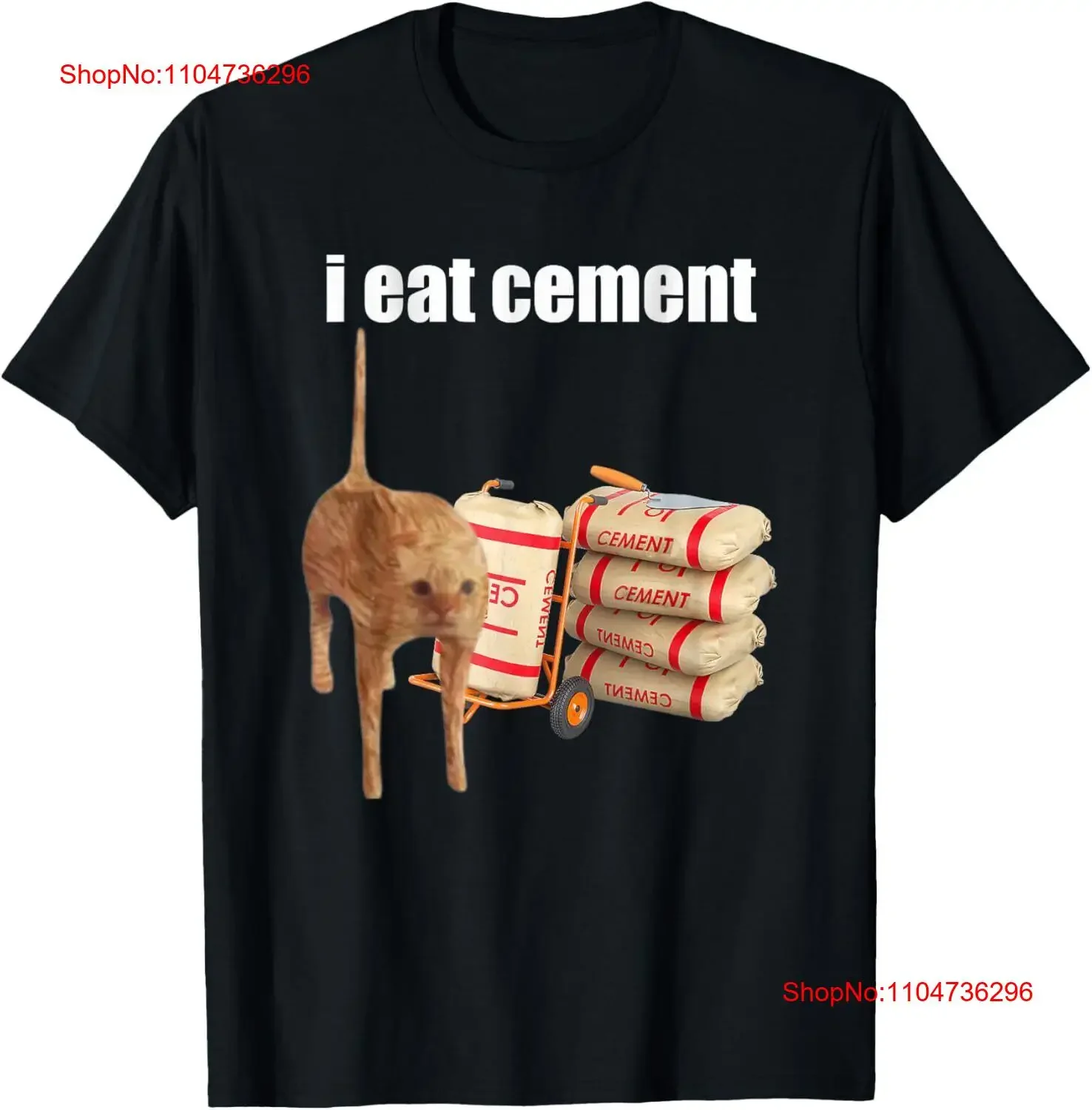 

I Eat Cement Cursed Cat Funny Oddly Specific Dank Meme T Shirt vintage Washed Breathable Stretched homme Versatile Casual