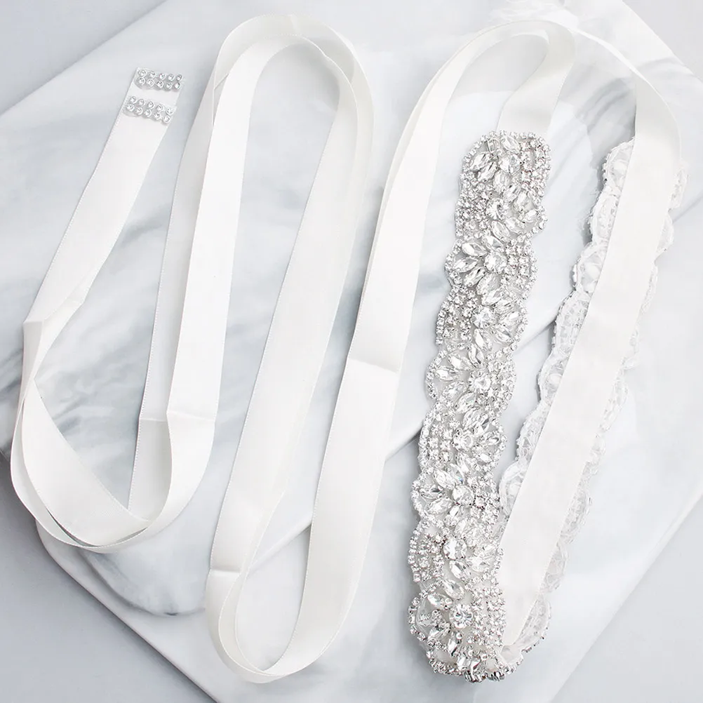 Crystal Embellished Silk Bride Belt Wedding Dress Sash Bridal Waistband Hand-Sewn Bridal Party Decoration Accessory