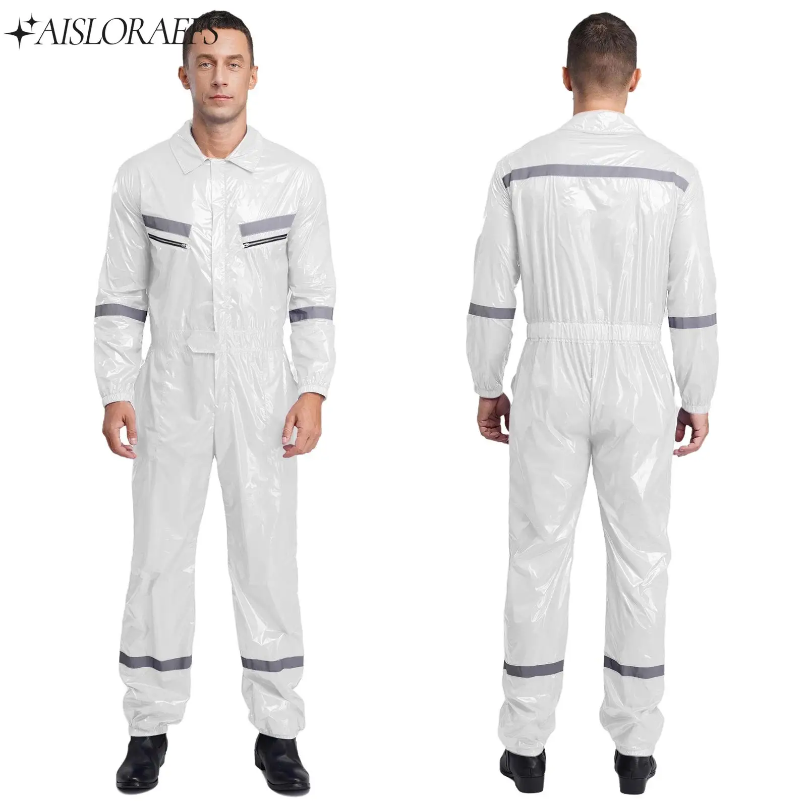 

Mens Waterproof Lightweight Coverall Long Sleeve Workwear One-piece Jumpsuit Spraying Paint Halloween Cosplay Party Costume