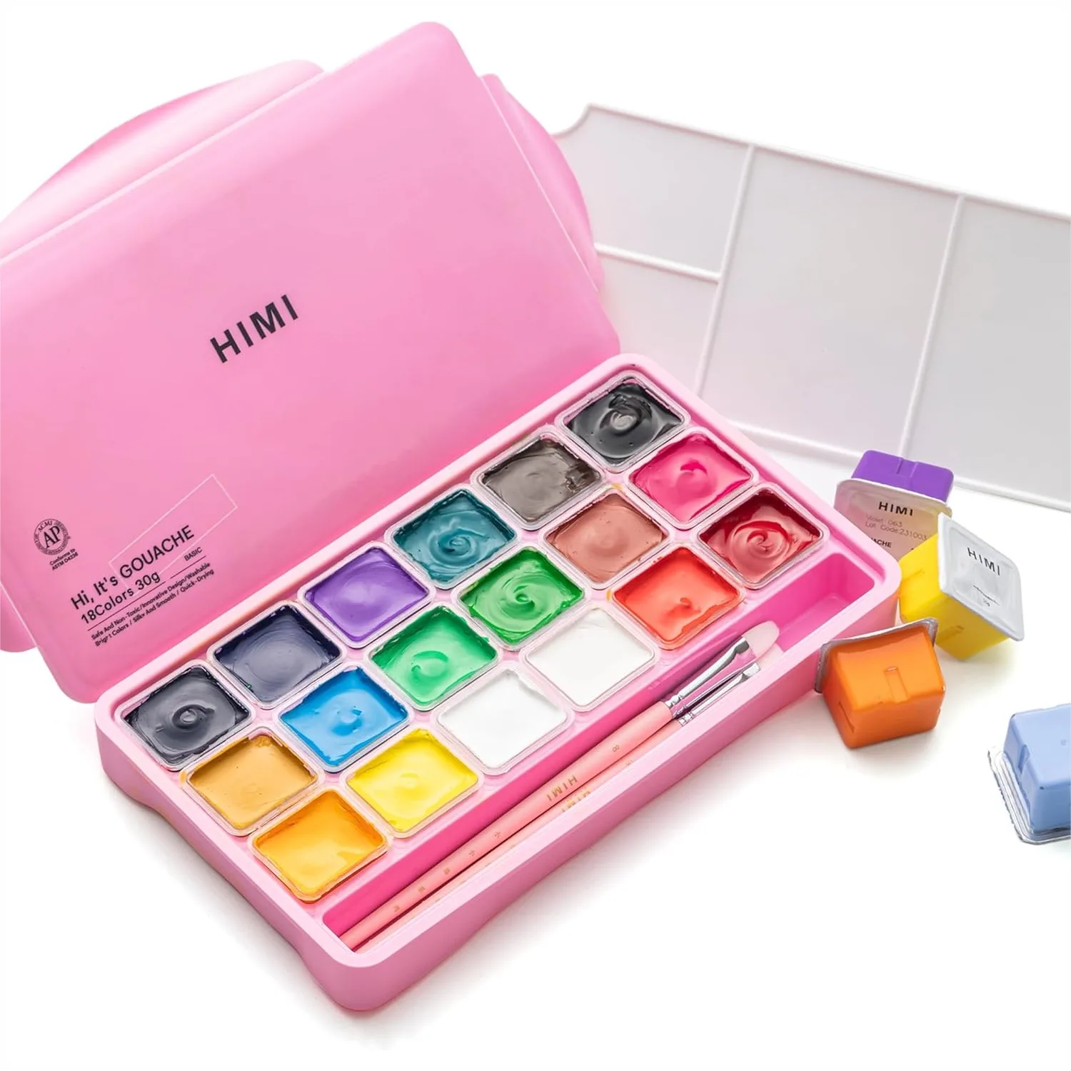 

Jelly Gouache Paint Set 18 Colors 30g for Canvas Paper, Portable Art Supplies with Vibrant Pigment