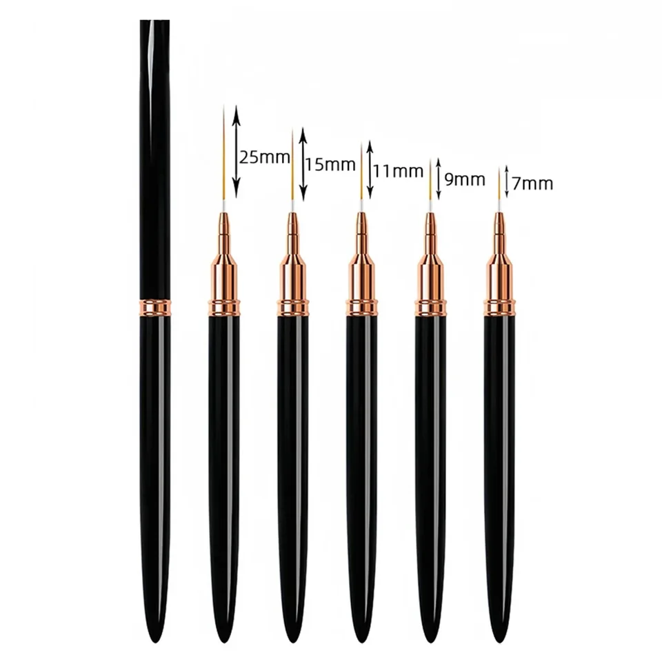 Set de 5 Pinceles para Uñas, Pinceles de Línea Alargados para Dibujo Profesional 2