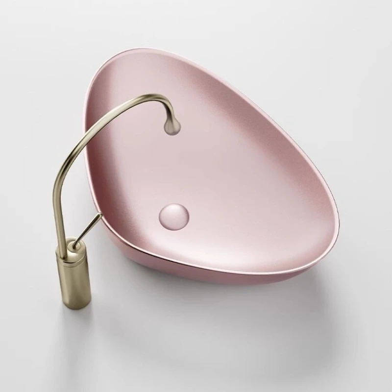 

Раковина для ванной комнаты треугольной формы, цветная встроенная керамическая раковина, креативная раковина над столешницей, наборы аксессуаров для ванной комнаты