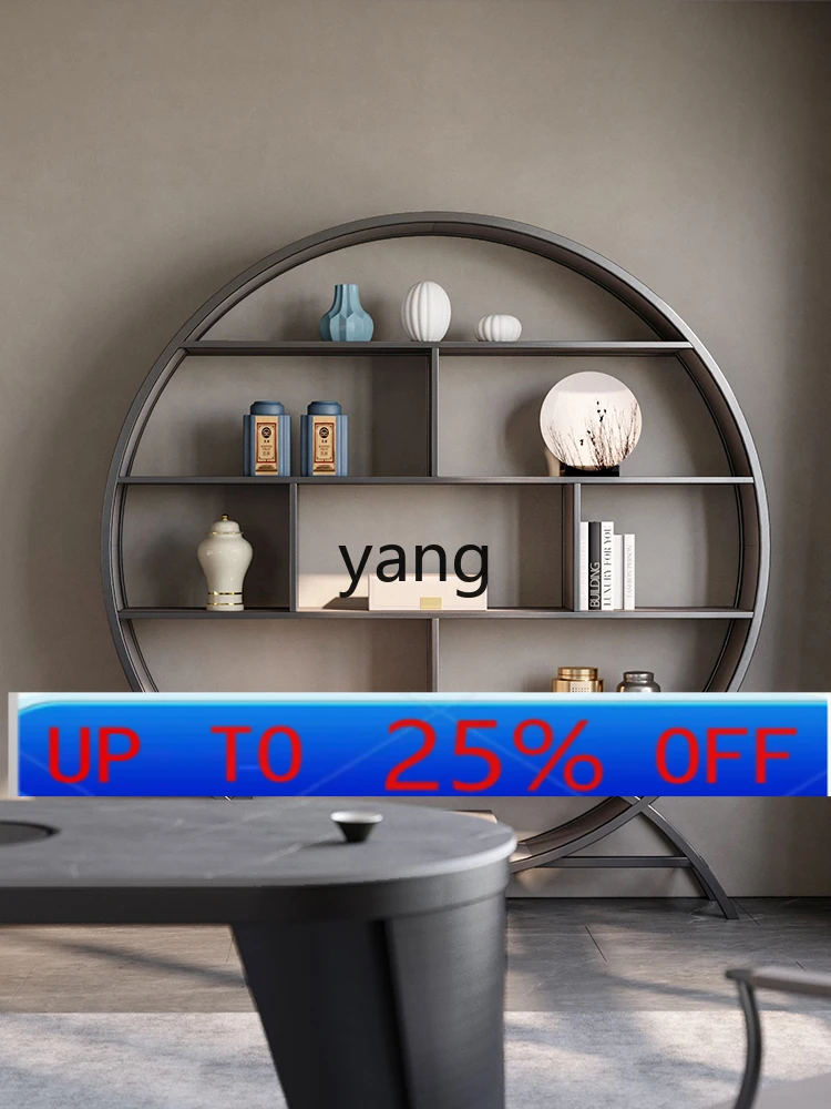 LTT new Chinese living room open exhibition background wall bookcase light luxury