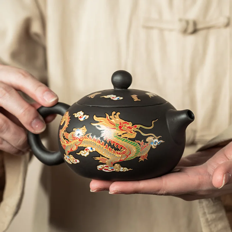 Hand-made Purple Clay Teapot Household 2024 Chinese Dragon Phoenix Color Changing Tea Pot Kitchen Drinkware KungFu Tea Pot