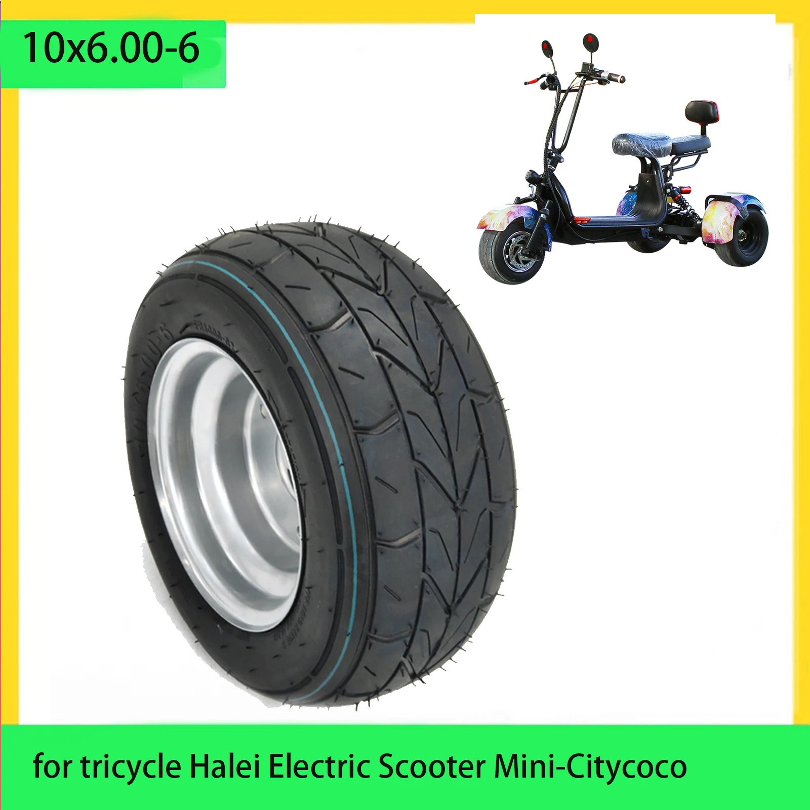 10 Inch rear-wheel10x6.00-6 Motorcycle Vacuum Special Tire for tricycle Halei Electric Scooter Mini-Citycoco Tubeless Tire