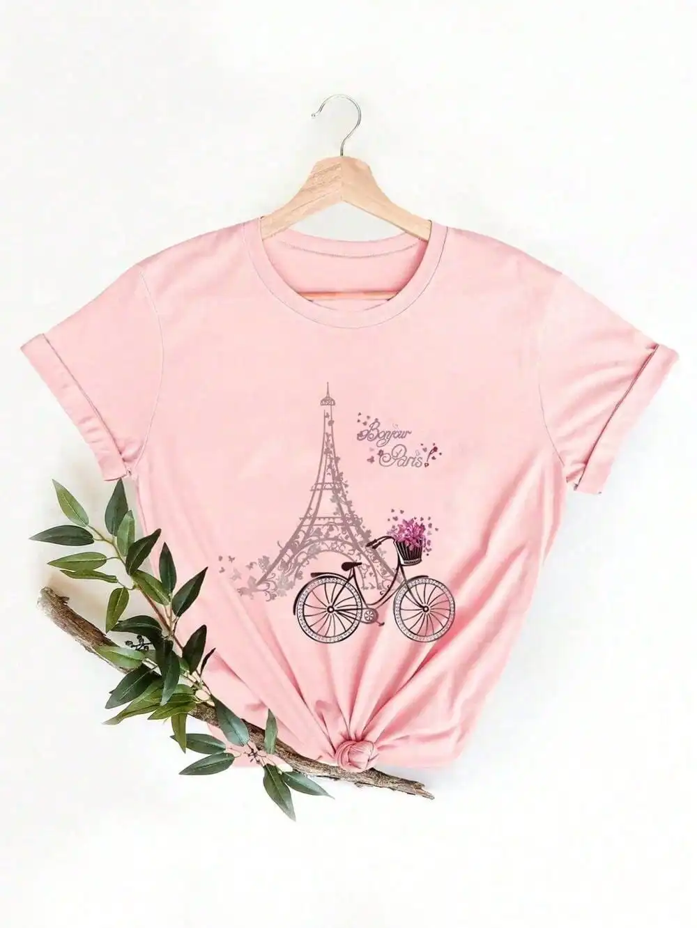 

Plus Size 1XL-5XL Women's Fashion Take Me To Paris Eiffel Tower T-shirt Tops Ladies Casual Short Sleeved O-neck T-shirt