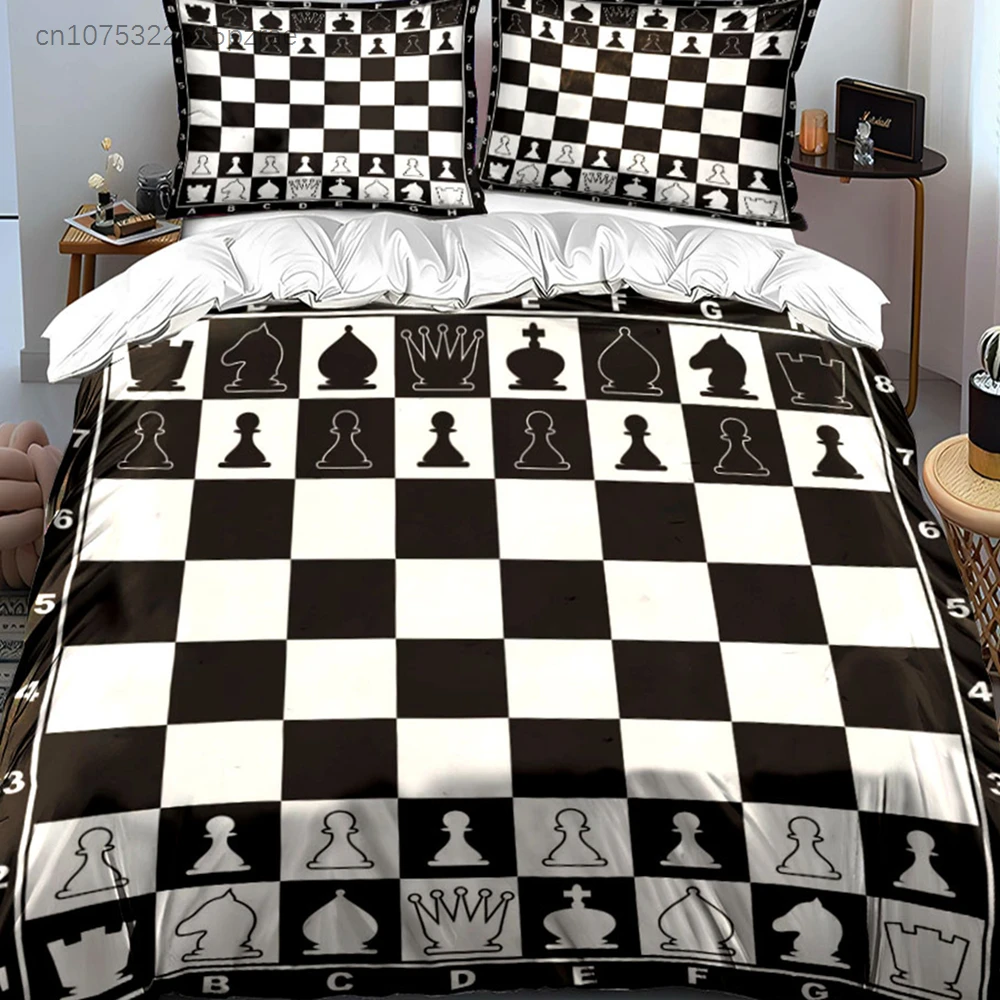 Chess Set Three-Piece Bundle Multiple Sizes kid's And adults' Bedroom Exquisite 3PC Bedding set, Gift