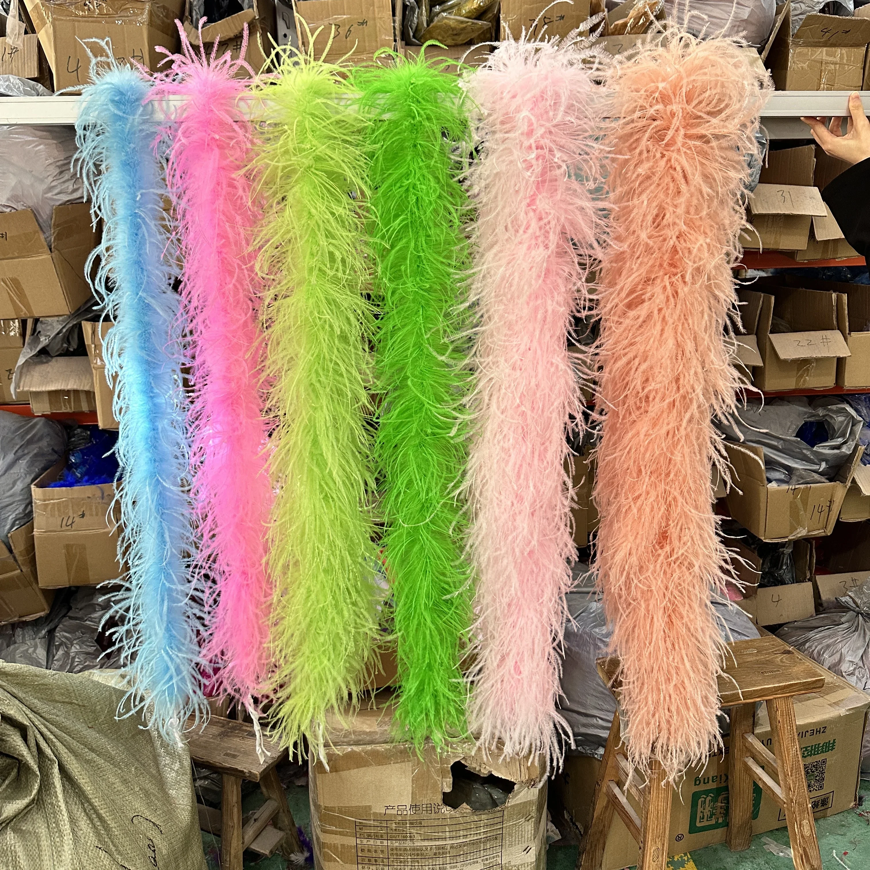 2/4/6/8/10 PLY Ostrich Feather Boa Shawl for Wedding Dress Sewing Accessory Crafts Party Carnival Show Props Scarf Plumes Decor