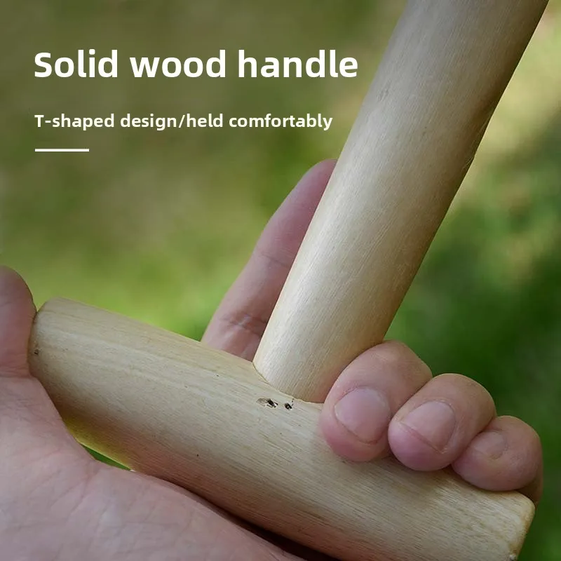T Handle Garden Hole Punch Fertilizer Planter Seedling Transplanting Tool Wooden Handle for Planting