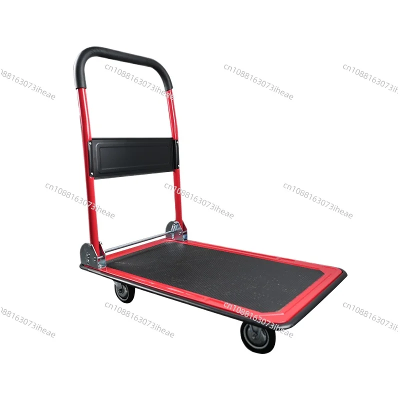 High Quality Foldable Four-Wheel Garden Handcart - Heavy-Duty Multifunctional Vehicle with Basket