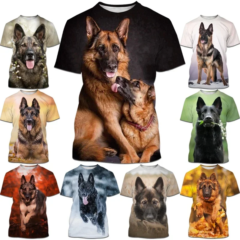 

New Fashion Unisex Cute German Shepherd Short Sleeve Arrival Funny 3D Printed Dog T-shirt Casual Harajuku T-shirt