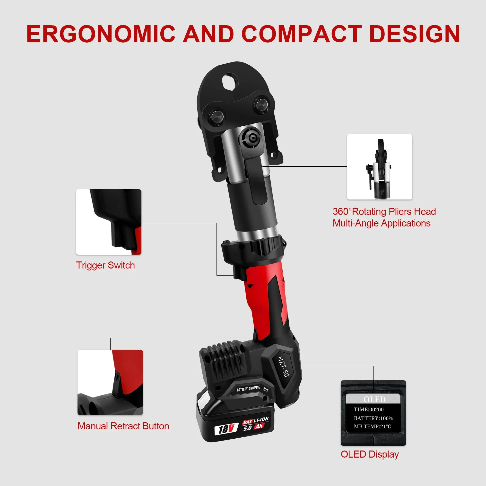 HZT-50 electric crimping tool with crimping mold American standard VUS1/2-2 water pipe stainless steel pipe crimping tool