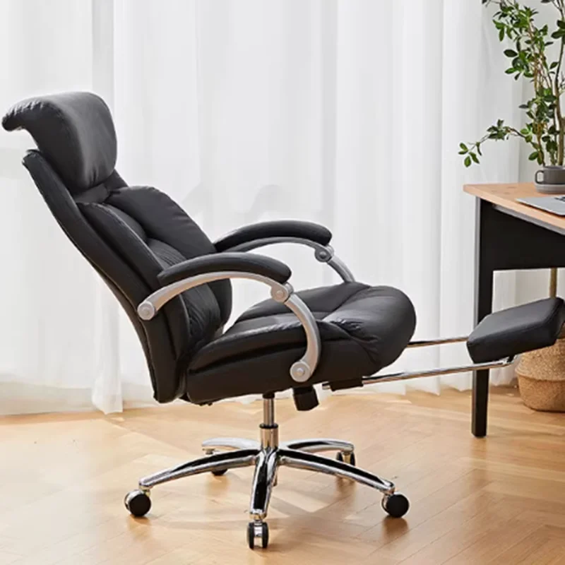 Leather Headrest Office Chair Support Ottoman Study Relaxing Office Chair Wheel Comfortable Sillas De Oficina Home Furniture