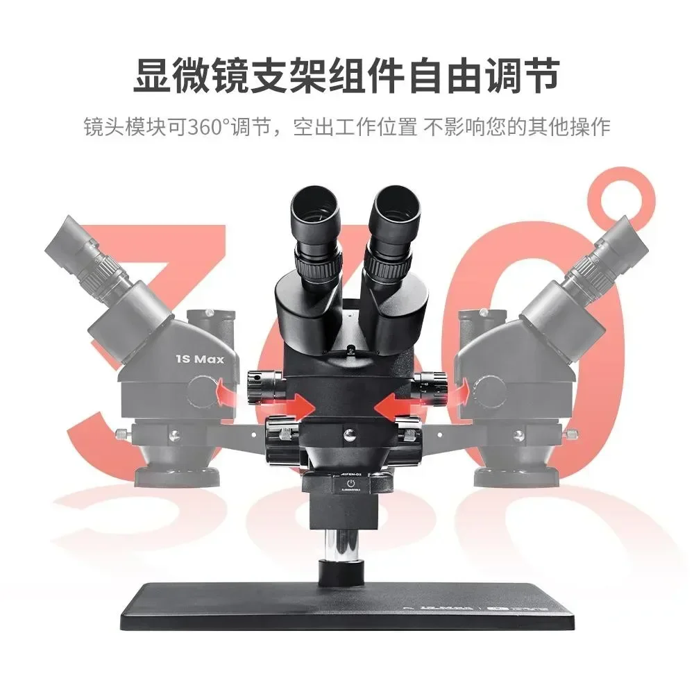 YCS Repair Master Recommends Black Warrior 1S Max Trinocular Microscope Continuous Zoom 7-45 Times High Definition Microscope