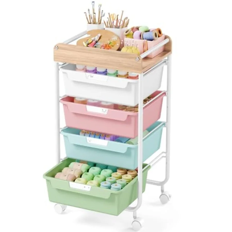 

Rolling Craft Storage Cart with 4 DrawersUtility Cart with Drawers Art Craft Organizers and Storage Craft Cart Art Cart With DI