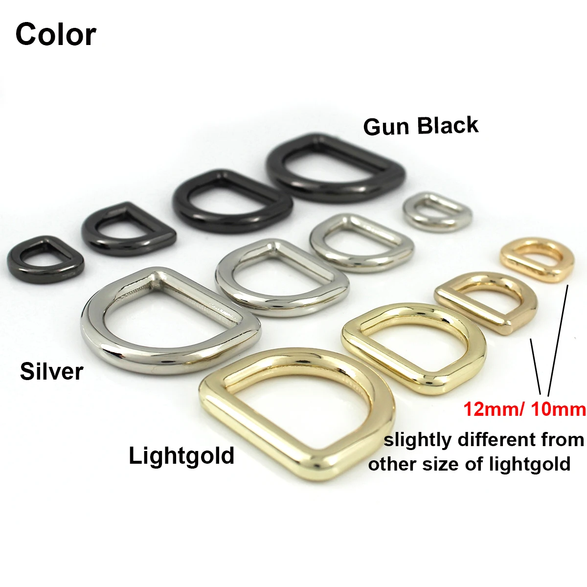 2pcs Metal Mold Cast D-ring Buckle Loops for Webbing Leather Craft Bag Strap Belt Buckle Garment DIY Accessory 10/13/16/19/24mm