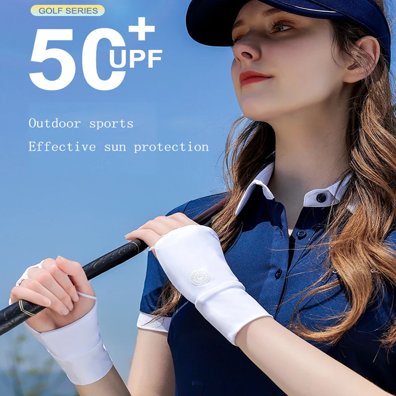 

1 Pair Golf Glove Sun UV Protector Open Fingered Ice Silk Sunscreen Cool And Breathable For Women Golf Half Finger Gloves