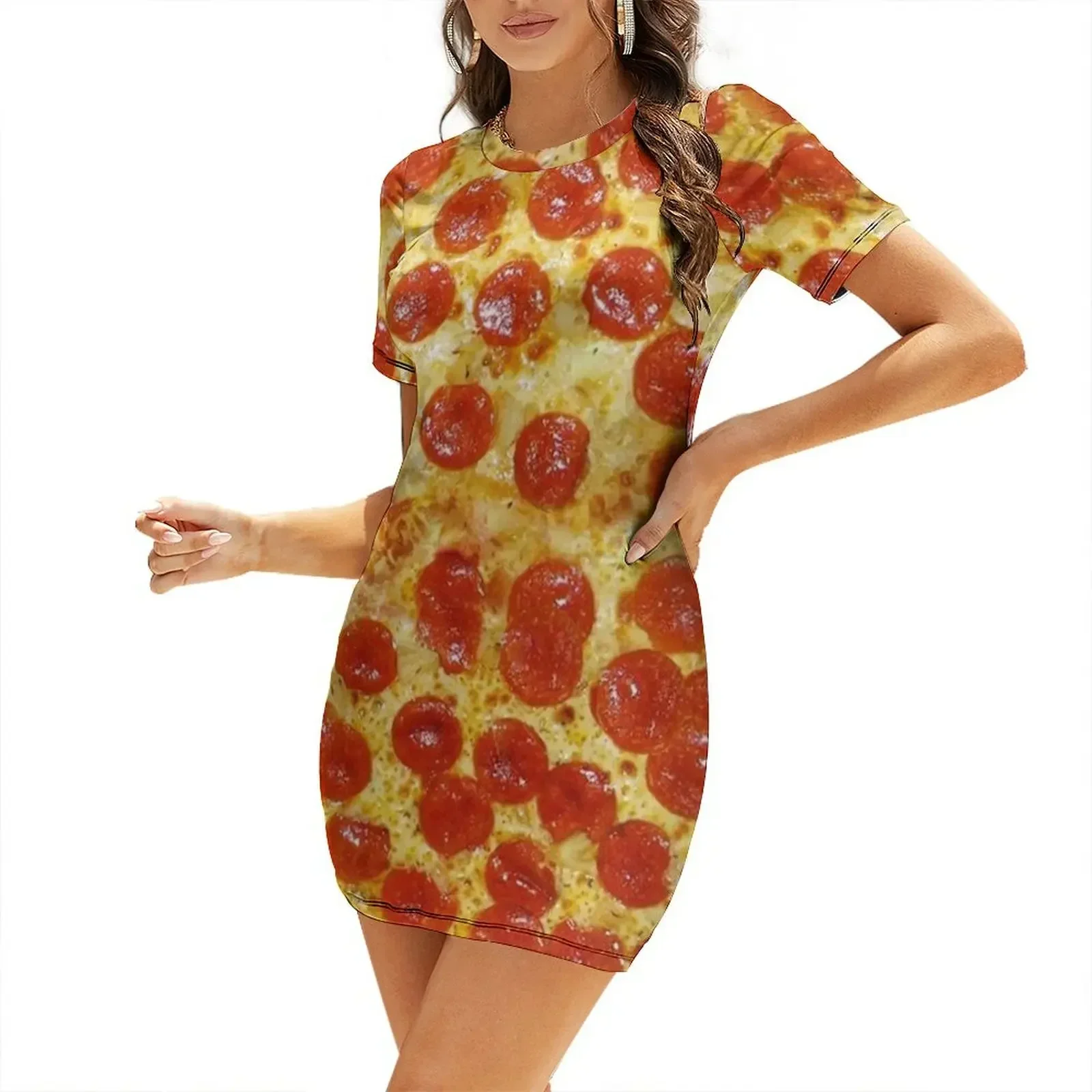 pizza Short-Sleeved Dress Woman's evening dress sensual sexy dress for women wedding guest 2026