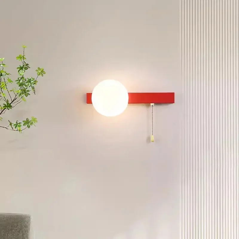 Imagem -02 - Lâmpada de Parede Led Nórdica com Interruptor Estilo Simples Vermelho Preto Verde Apto para Quarto Cabeceira Sala de Estar Sala de Jantar Iluminação Interior