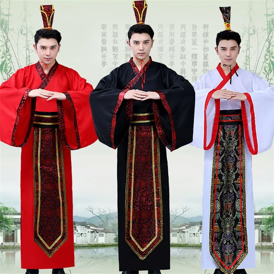 Vêtements traditionnels chinois Hanfu pour hommes, costume de prairie de danse folklorique, chanteurs de performance sur scène, tenue de festival trempée Tang, adulte