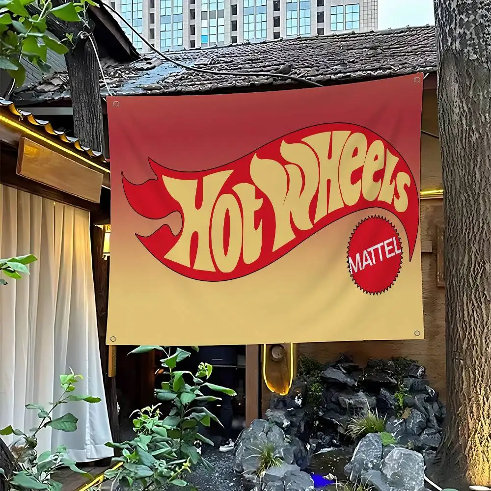 애니메이션 H-Hot W-Wheels 레트로 플래그 다중 선택 리빙 스튜디오 부스 인테리어 장식 배너