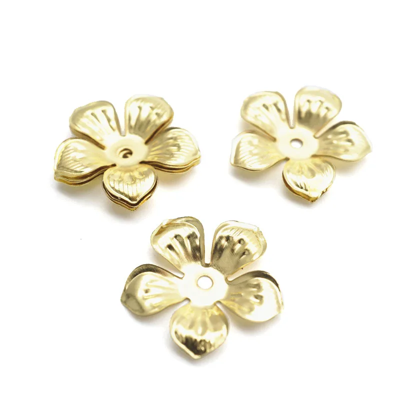 50pcs 22mm Silver Charm Flower Filigree Loose Spacer Beads End Caps Crafts Finding Jewelry Making DIY HK122