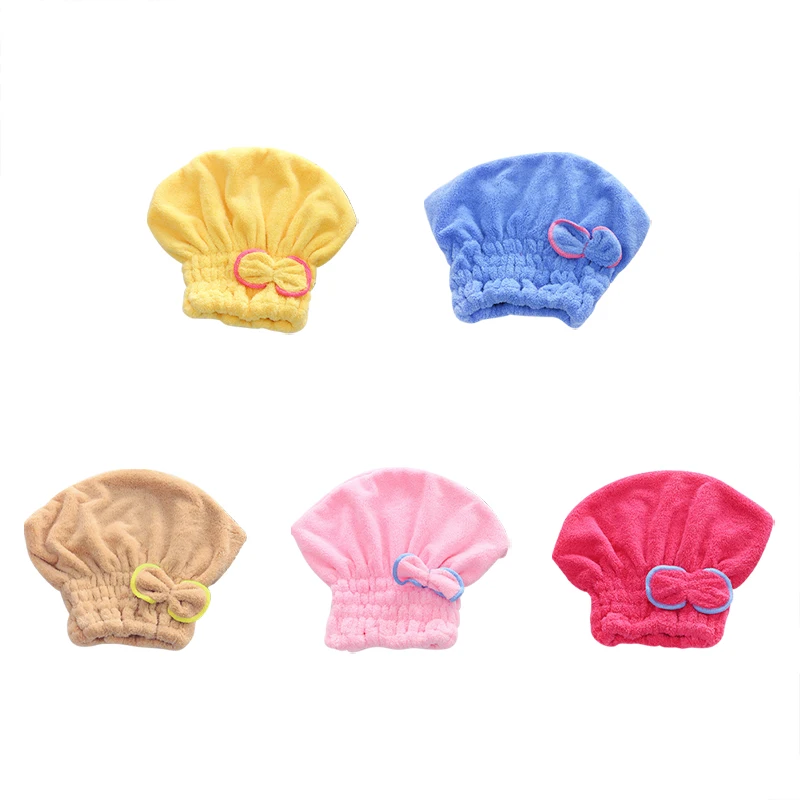 Quick-dry Hair Towel Women Long Hair Drying Hat Bath Cap Hat Coral Fleece Solid Towel Cap Super Absorption Drying Turban