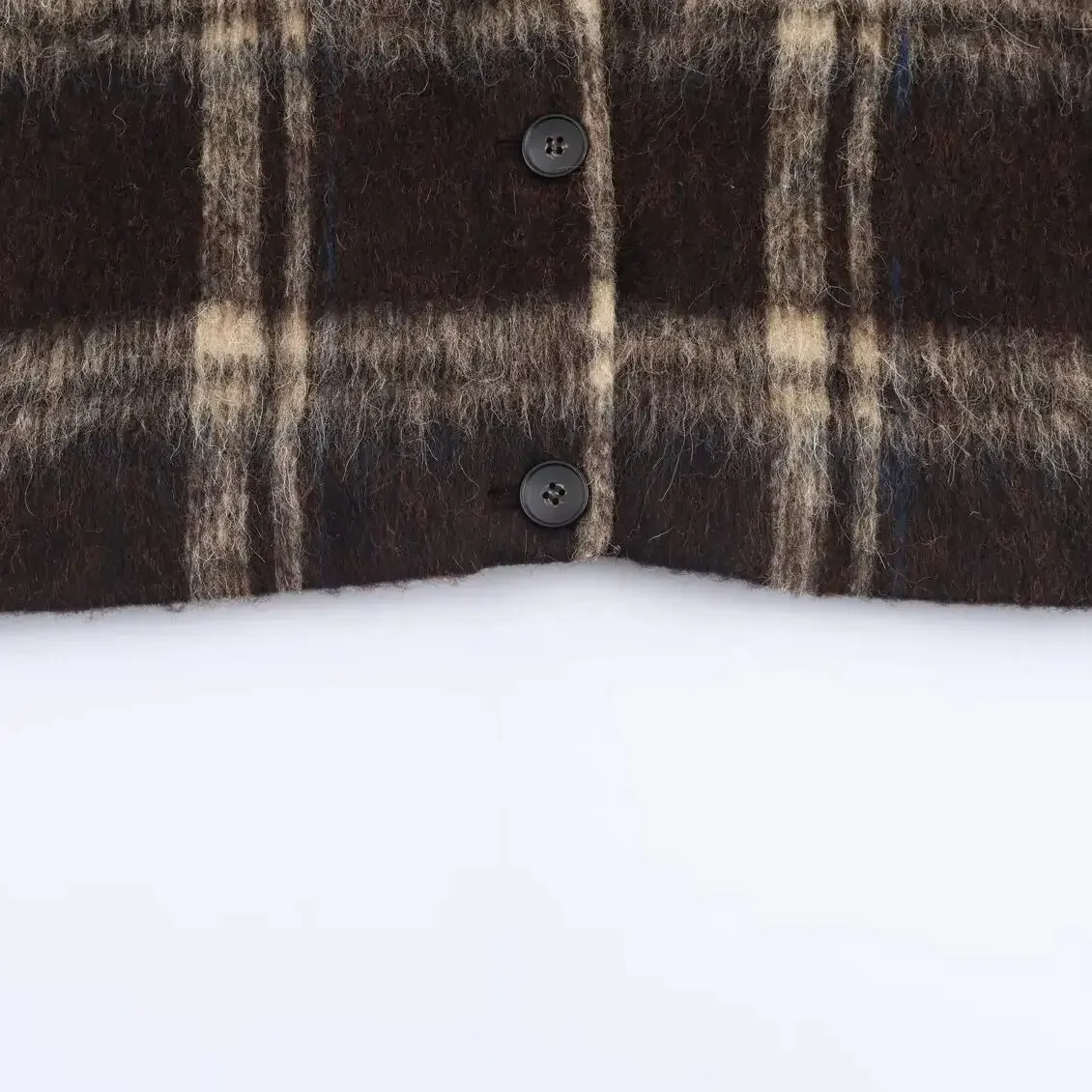 Autumn Winter New Fashion Women Short Plaid Jacket Chic Elastic Hem Long Sleeve Jacket Female Outerwear