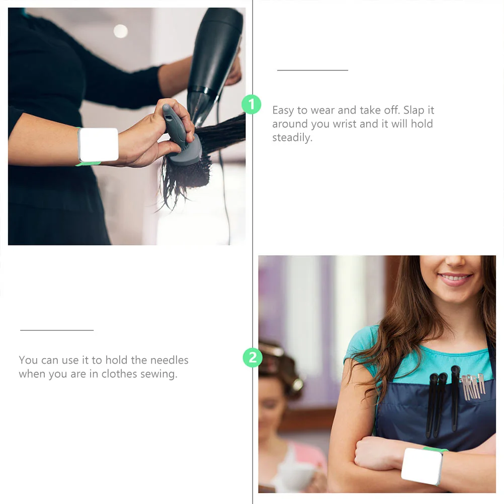 

2Pcs Magnetic Silicone Slap Bracelet Pin Holder Hairdresser Wrist Strap Hair Salon Supplies Needle Holder Pincushion