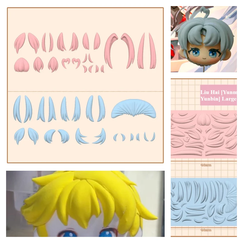 Clay Bangs Silicone Mold Handmade DIY Ultra-light Clay Resin Clay Making Cartoon Dolls Bangs Hair Style Auxiliary Silicone Mold