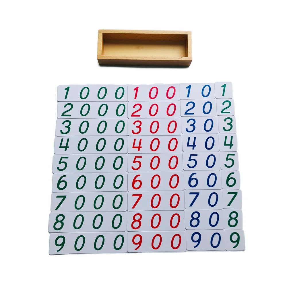 Carte de chiffres Montessori 1-9000, outils d'apprentissage en PVC, jouet mathématique pour enfants, jeu de comptage, équipement éducatif précoce, outils pédagogiques