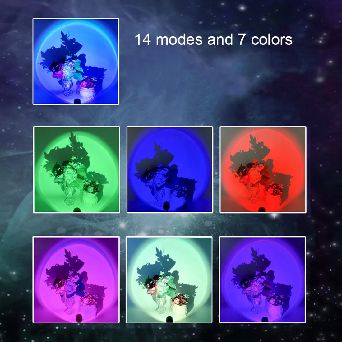 LED USB Sunset Lamp Night Light Projector Birthday Party Decoration Portable Mood Light For Bedroom Living-AT36