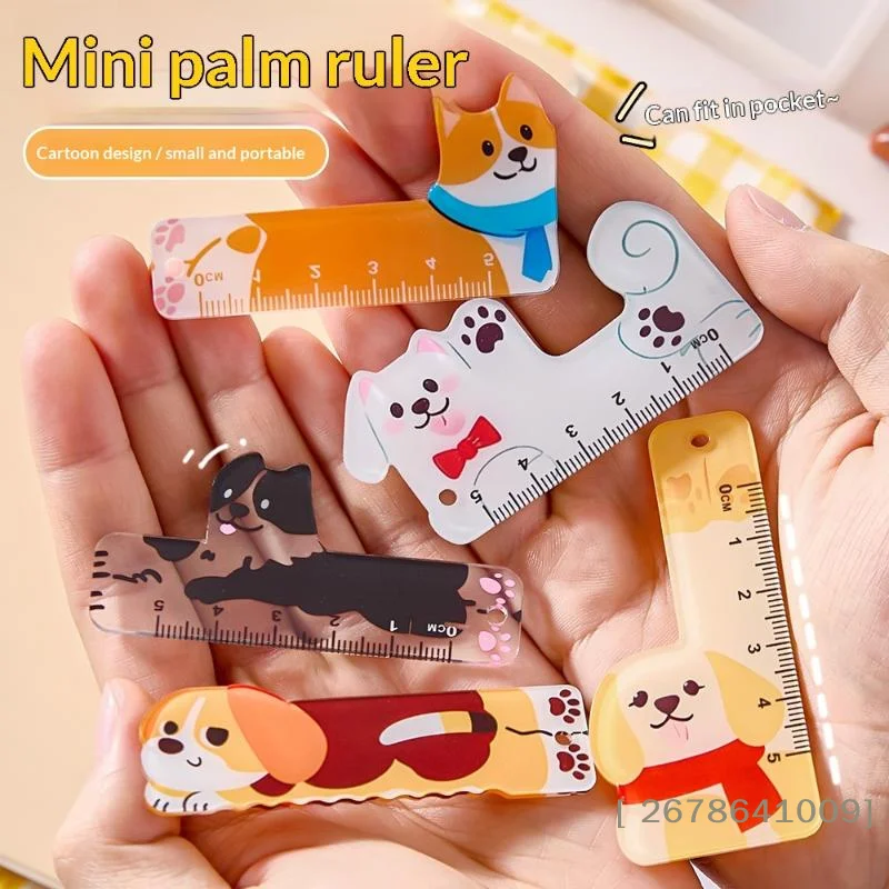✔5Pcs 5cm Cartoon Animal Mini Plastic Rule Portable Bookmark Straight Ruler Pocket Measuring Tool Stationery Drawing Supplies