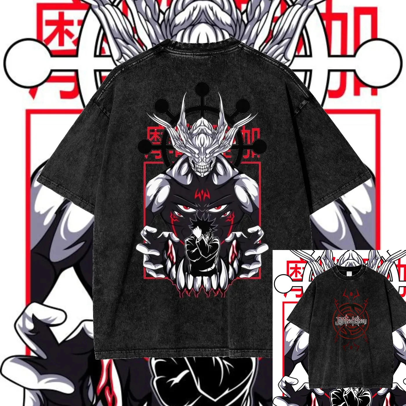 

Футболка Gojo Satoru для мужчин и женщин с принтом аниме дзюдзюцу кайсен, летняя винтажная стираная мужская футболка, повседневные хлопковые топы, одежда