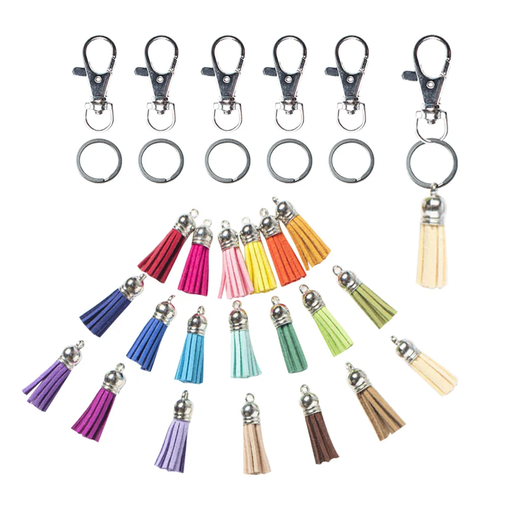 

150 Pcs Keychain Accessories DIY Crafts Tassels White Plating Car Pendant Kids Strong Durable Jewelry Making Bag Decoration