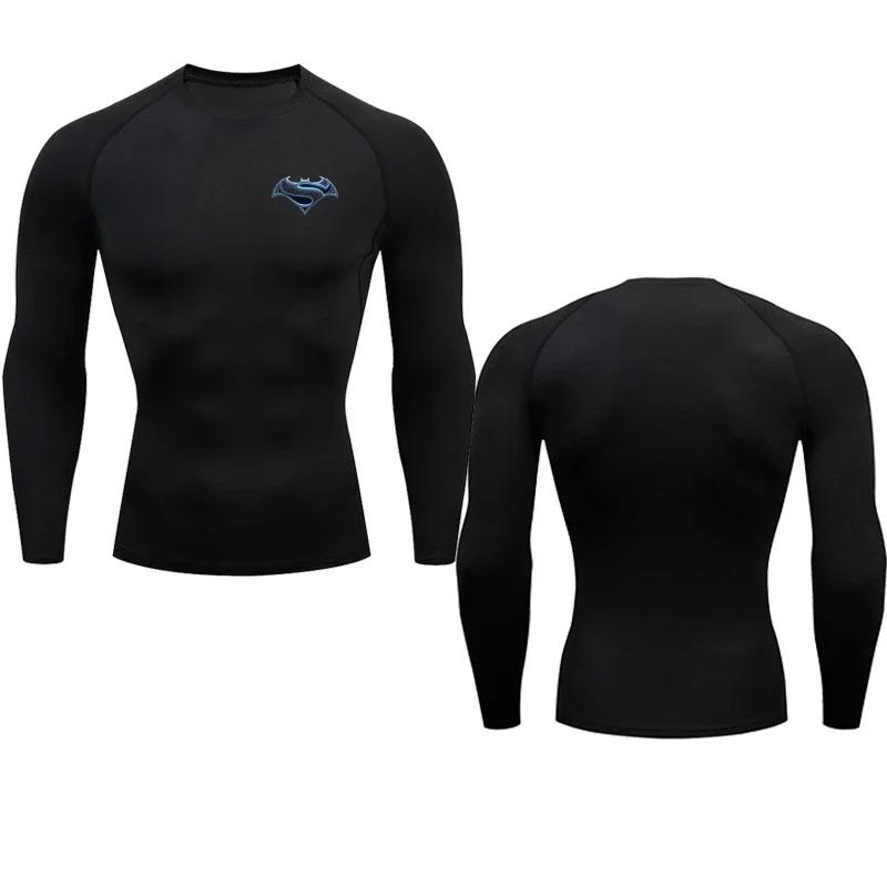 2026 Men's T Shirt Outdoor Training Fitness Gym Jogging Running Sweatshirt Bat/-Man Compression Shirts Tight Elastic Breathable
