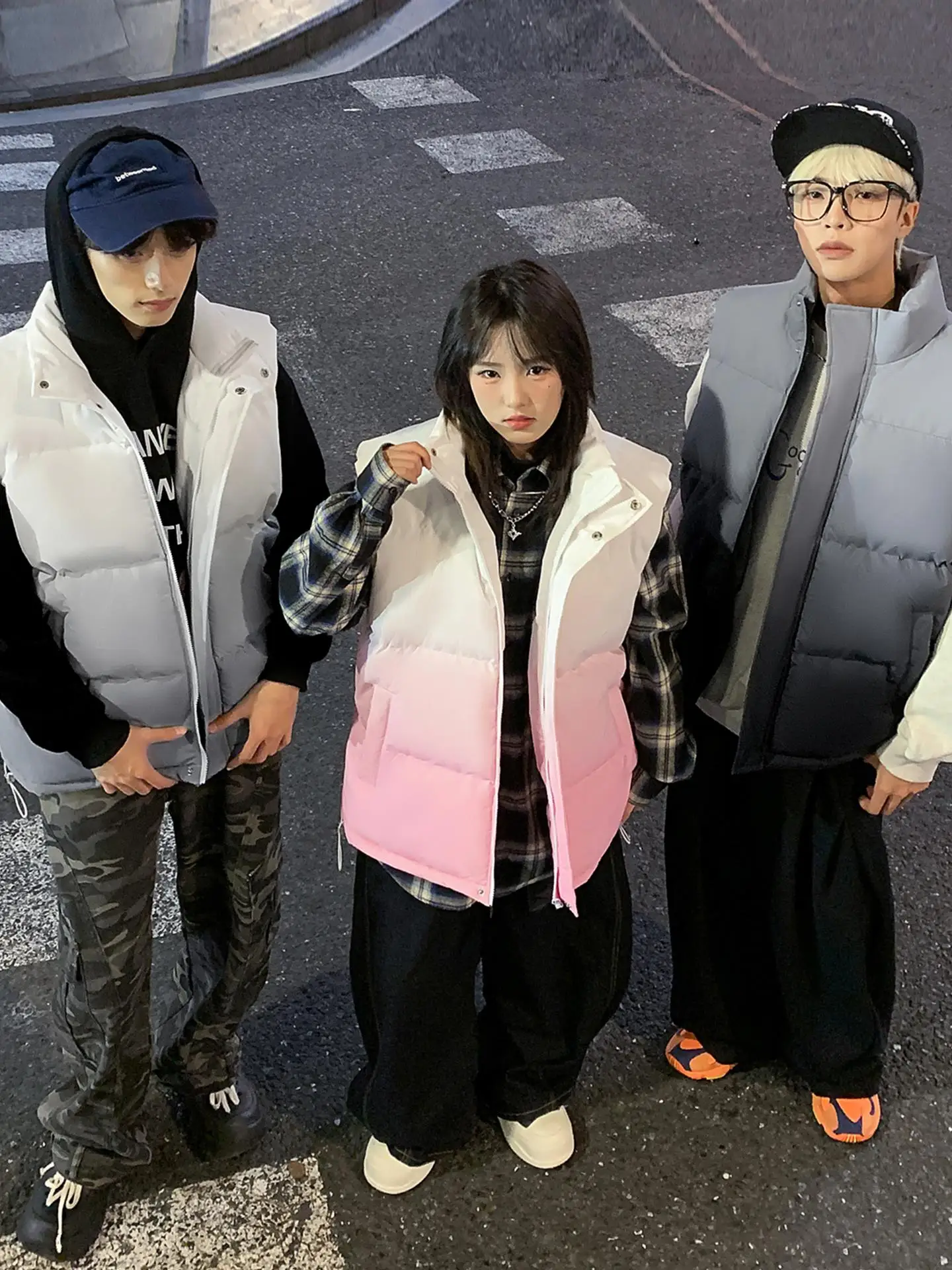 

Loose Fit Thiened Svel Cotton Vest Stand Collar adient Color ex Autumn Winter Faion Brand High Quali Couple...