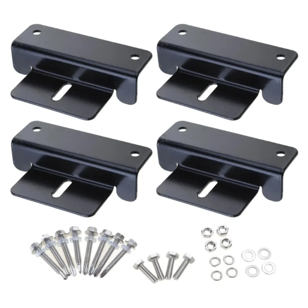 4Set Black Solar Panel Z Bracket Mount Lightweight Anodized Aluminum Mounting Brackets for Trailers,Motorhomes Roof