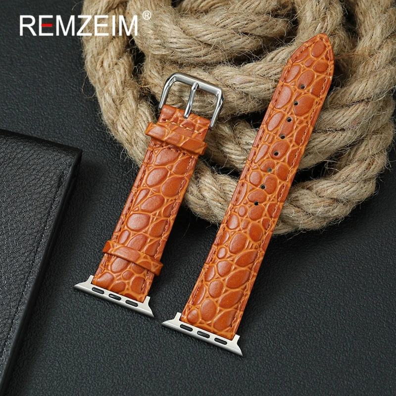 

Imitation Crocodile Pattern Leather Watch Strap for Apple Watch Bands 49/46/45/44/42/41/40/38mm 1-10 SE Ultra 2 Watchband Belt