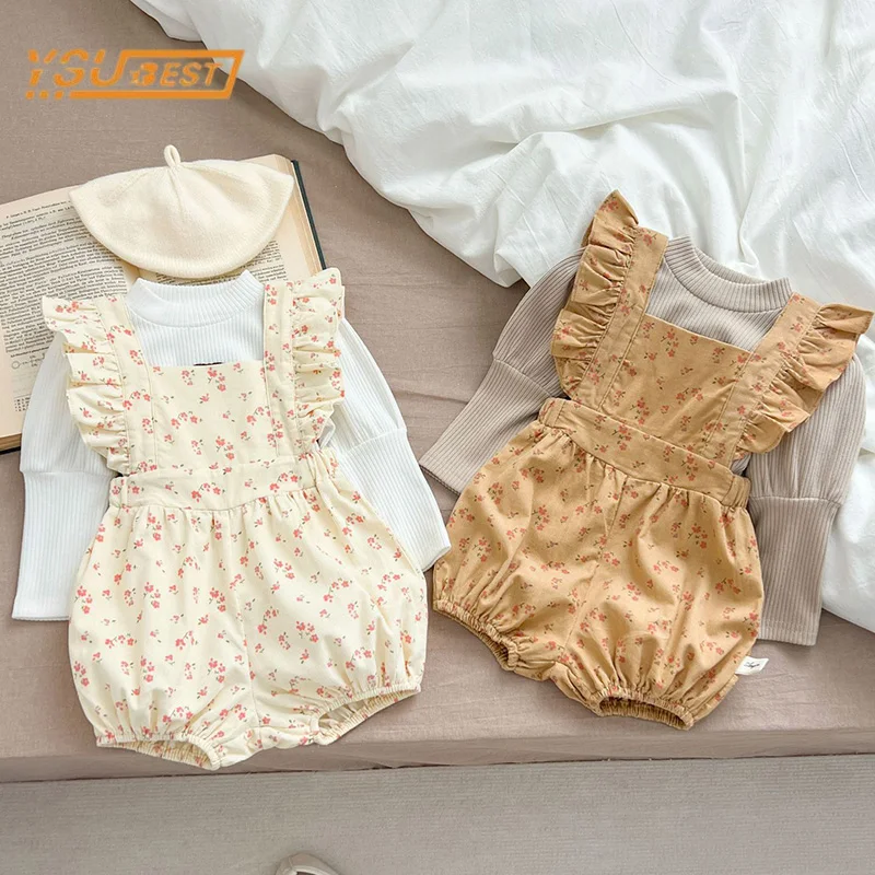 

Костюм для маленьких девочек, футболка с длинным рукавом + комбинезоны, 2 предмета, весенний костюм для маленьких девочек с милым принтом, костюм принцессы