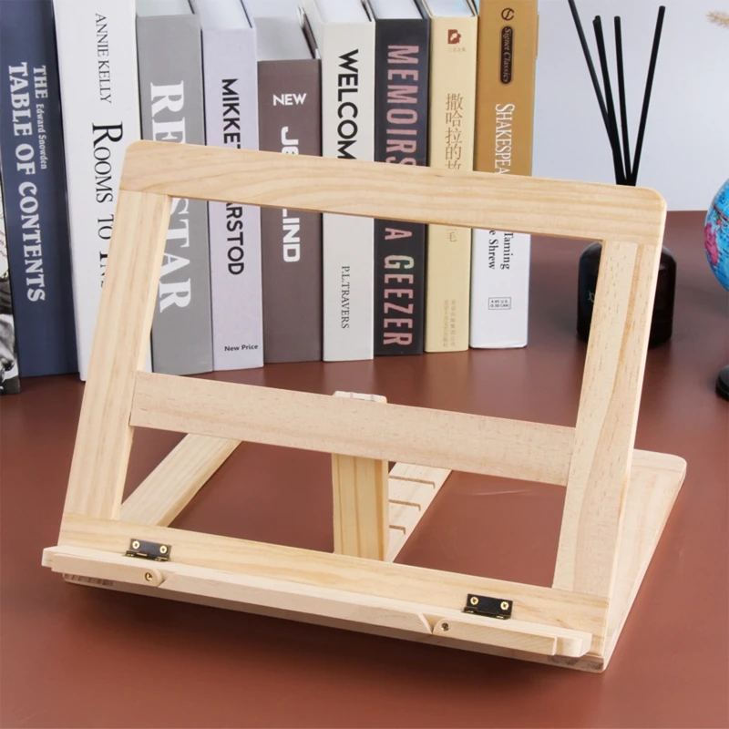 

Adjustable Book Holder Bookrest Wooden Reading Stand Recipe Cookbook Holder Stand Foldable for Kid Adult Home Office