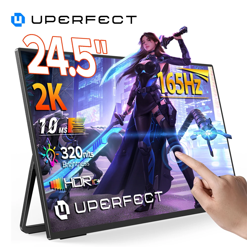 UPERFECT UMax 24 2K Portable Desktop Monitor 24.5Touchscreen 165Hz Wall Mounted IPS Display For Laptop PC Mac XBOX PS5 Gaming