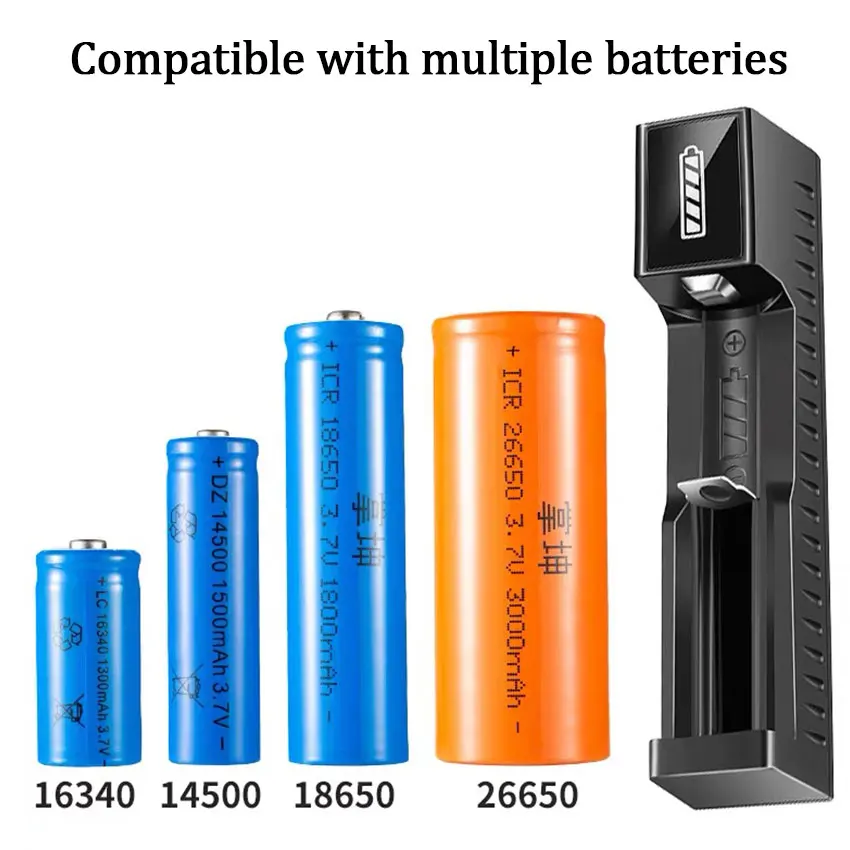 18650 caricatore singolo USB per 14650 16340 16650 18350 3.7V batteria al litio ricaricabile caricabatterie intelligente Display a LED a ricarica