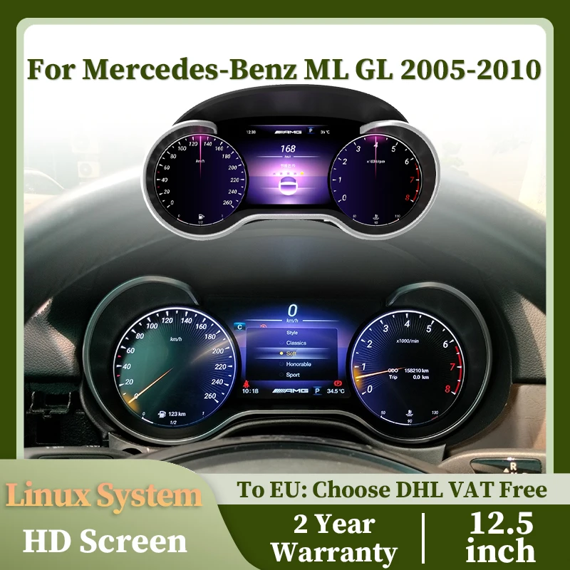 

Car Speedometer For Mercedes Benz ML GL Class 05-10 LCD Digital Cluster Virtual Cockpit Head Unit Accesorries Dashboard Display