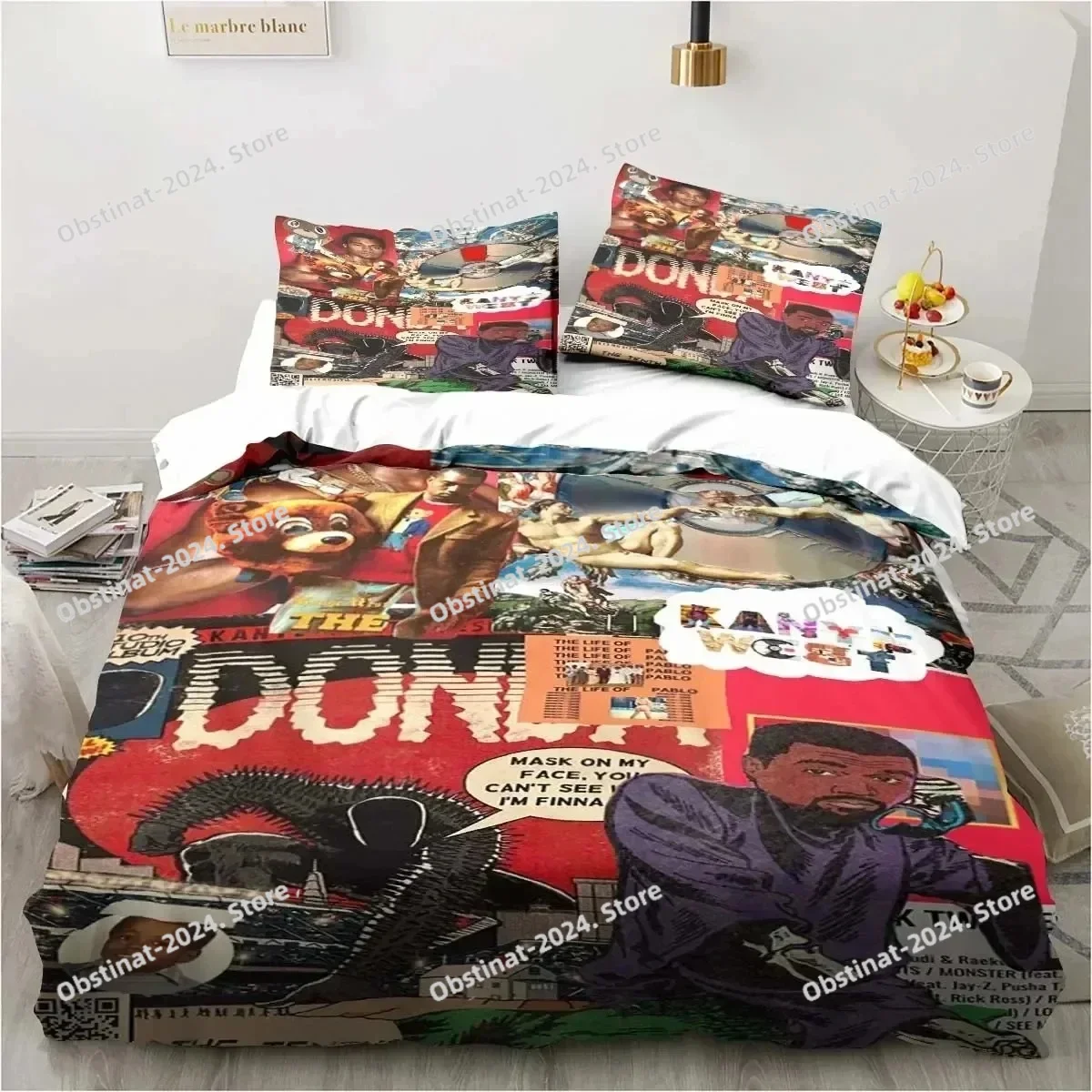 

Rapper Kanye West Bedding Set Duvet Cover Bed Set Quilt Cover Pillowcase Comforter king Queen Size Boys Adult Bedding Set