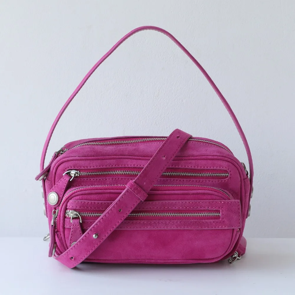 

Niche Design Zipper Multi-pocket Leather Camera Bag Multi-compartment Portable Messenger Small Square Bag Women