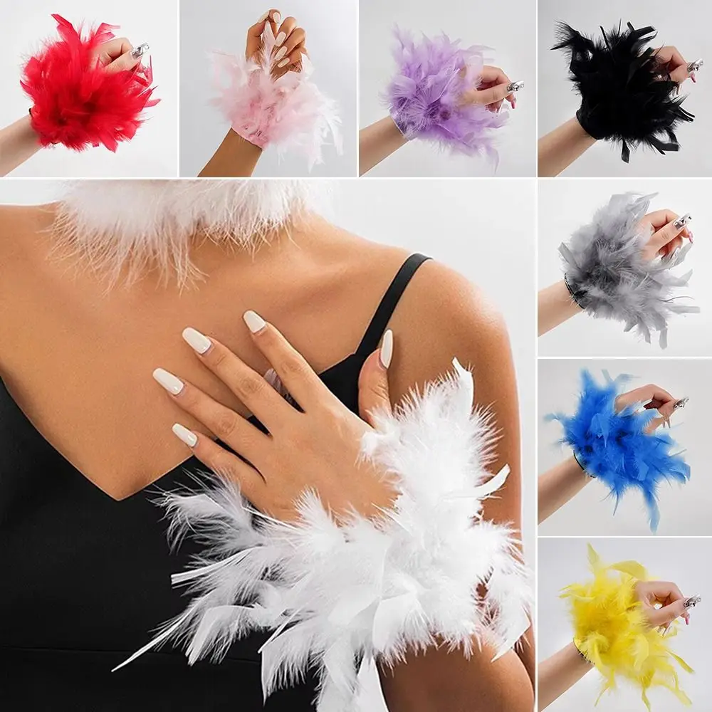 Fashion 8 Color Bracelet Sleeves Removable Feathers Nail Ornament Wristband Wrist Cuffs For Nail Photos